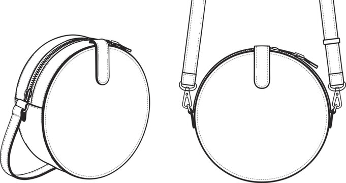 Round Handbag Fashion Design Sketch vector