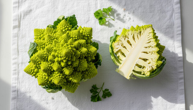 Fractal Beauty of Sliced Romanesco Broccoli