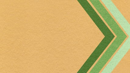 Fototapeta premium Light ochre paper texture background with green, olive chevron corner stripes and copy space for banner, presentation