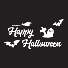 Obraz premium Halloween greeting vector design. Happy halloween text in spooky elements for scary night decoration. Vector illustration. EPS 10.