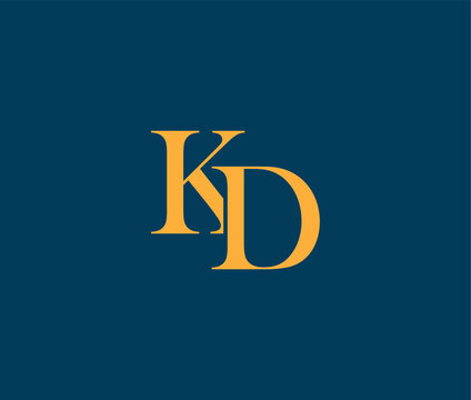 Elegant gold letters KD on a dark blue background
