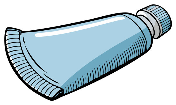 Cartoon illustration of a blue tube of toothpaste isolated