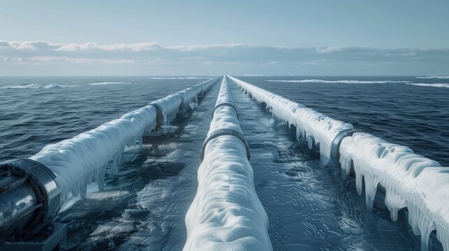 Arctic desalination plant with frostcovered intake pipes Canon EOS R5 24mm f8