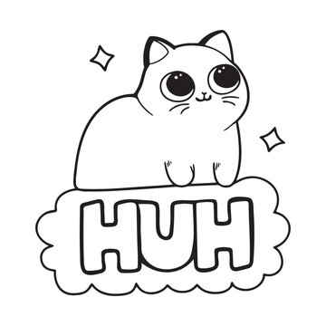 Cute chubby cat thinking with speech bubble