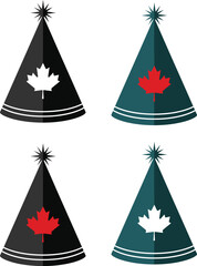 Obraz premium Canada day vector party hats collection patriotic design with maple leaf festive celebration graphics