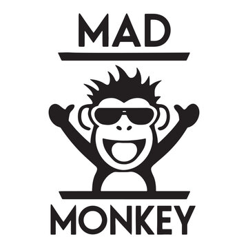 Happy monkey with sunglasses raising arms
