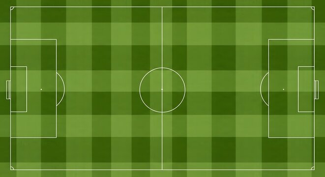Aerial view of a football pitch soccer field lines and green grass texture