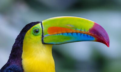 A Keel-billed Toucan with its large, colorful beak, Lowland rainforest, Costa Rica  © KKern