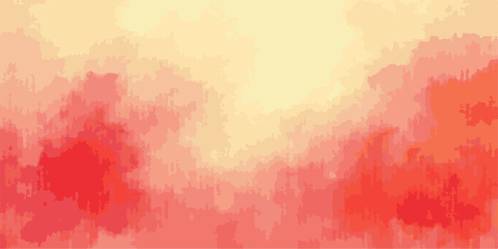 An artistic abstract watercolor background featuring a vibrant red and orange grunge pattern with a textured, vintage paint design that creates a fire and cloud backdrop