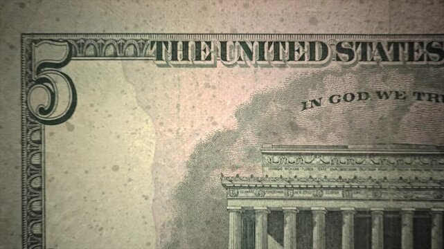 Stop Motion of US Dollar bills banknotes. Back side Dollars view on close-up. Finance Business concept animation.