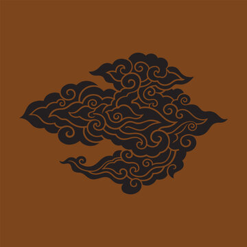 Decorative Mega Mendung batik cloud pattern from West Java with beautiful traditional cultural art for fashion product design and interior wallpaper