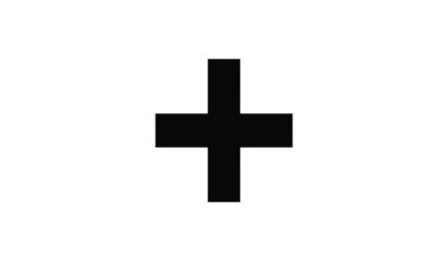 Fototapeta premium Black plus sign symbol isolated on a white background a simple geometric shape silhouette