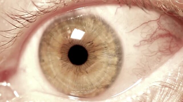 Extreme Macro Close-Up of Human Eye Pupil Dilating and Contracting