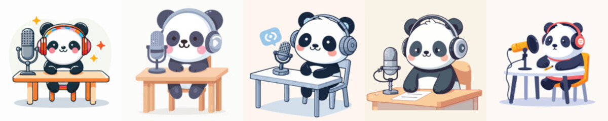 cute panda vector doing podcast © Jefri Syahputra BKL
