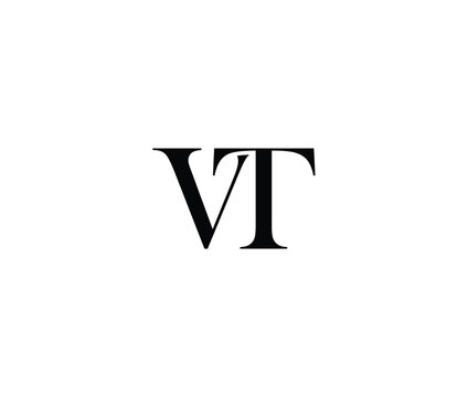 Black capital letter V and T on transparent background