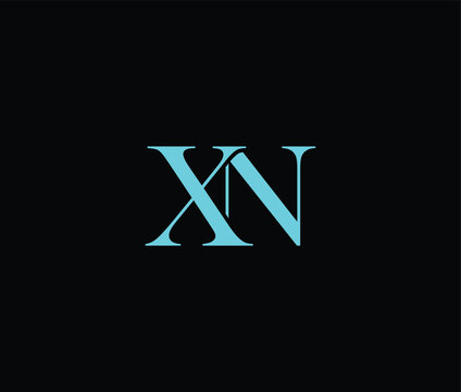 Large cyan letters X and N on solid black background