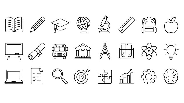 Adaptive Learning Personalized Education Icons Set - 24 Modern Line Icons Collection for Web, Mobile App, Dashboard and Business UI Design