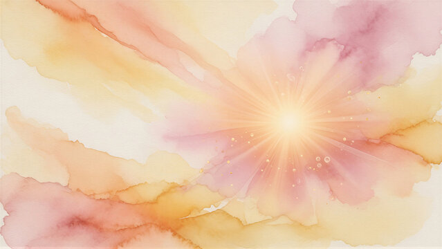 Abstract watercolor composition glowing radiance in pastel background