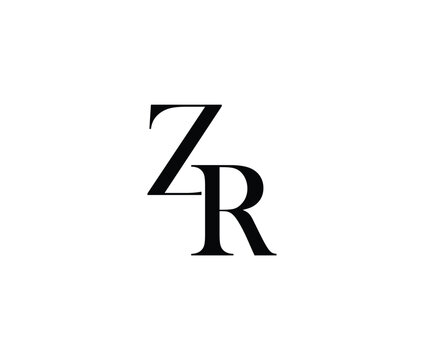 Black uppercase letters Z and R on transparent background