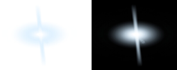 Naklejka premium Light effect with lens flare and streak on white and black backgrounds for design isolated on transparent background