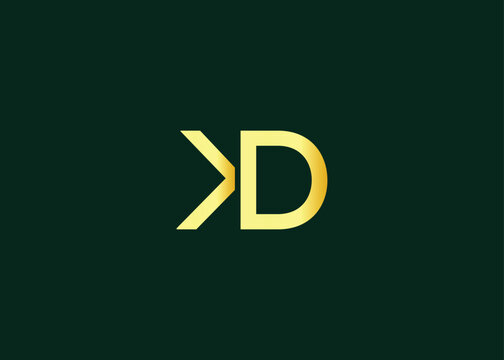 Minimal gold KD monogram logo. Elegant Luxury Branding Mark For Agency Or Business Identity