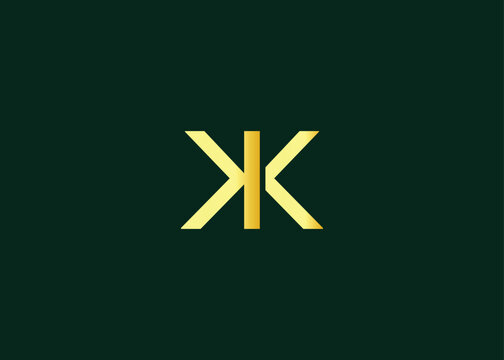 Minimal gold KK monogram logo. Elegant Luxury Branding Mark For Agency Or Business Identity