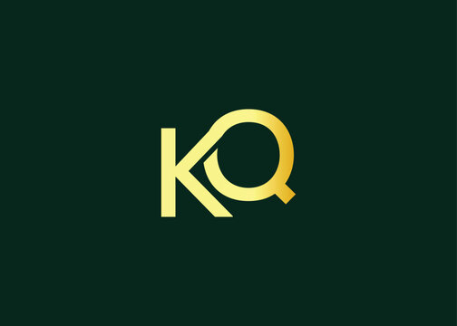 Minimal gold KQ monogram logo. Elegant Luxury Branding Mark For Agency Or Business Identity