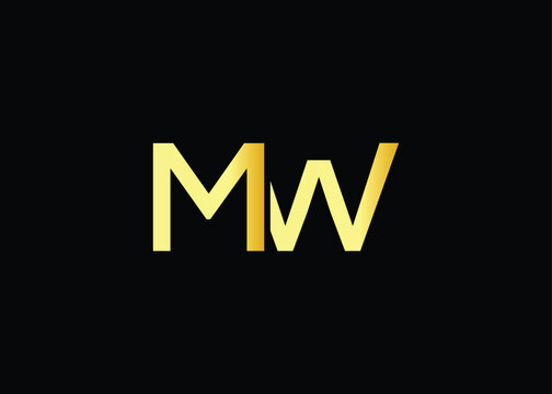 Minimal gold MW monogram logo. Elegant Luxury Branding Mark For Agency Or Business Identity
