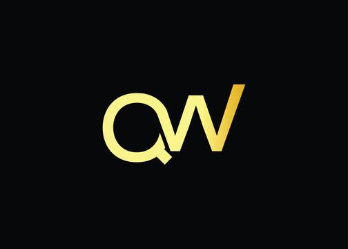 Minimal gold QW monogram logo. Elegant Luxury Branding Mark For Agency Or Business Identity