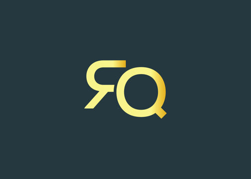 Minimal gold RQ monogram logo. Elegant Luxury Branding Mark For Agency Or Business Identity