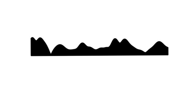 Black audio waveform animation, dynamic sound frequency spectrum visualizer, abstract equalizer pulse effect on white background, smooth seamless rhythm motion graphics, 4k video.