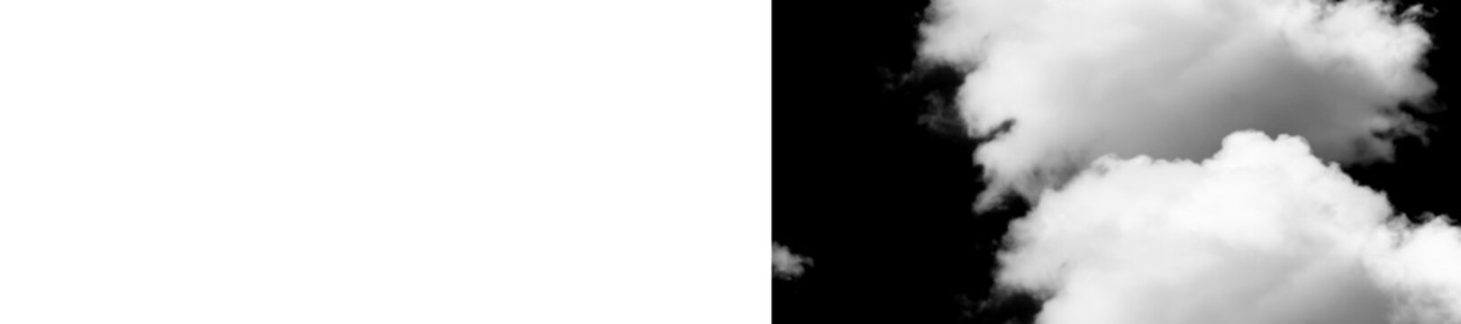White clouds on black background, abstract sky