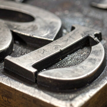 Vintage metal letterpress printing blocks