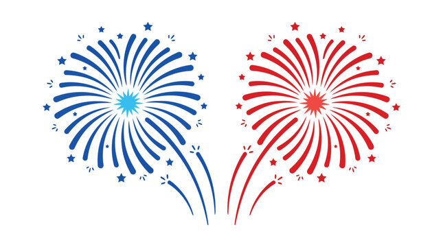 4th of july USA independence day design of american flag with fireworks, firework banner, fireworks border with stars and sparkles