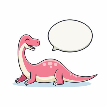 Cute Pink Dinosaur with Speech Bubble
