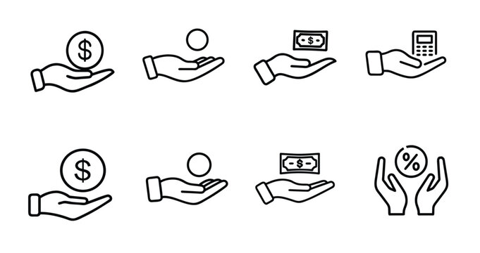 Money outline icons set savings cash finance investment payment banking profit business economy & more vector illustration with editable stroke.