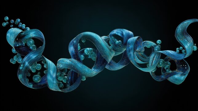Innovative Molecular Polymer Design in R&D Lab with Nodes and Ribbon on Teal and Deep Blue Background
