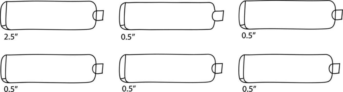 Illustration of batteries with dimensions, AA size, for power and energy concepts.