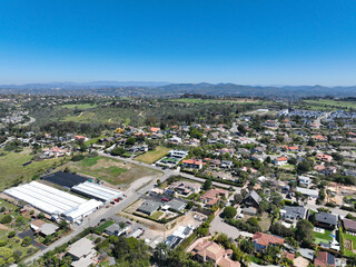 Obraz premium Aerial view of Wealthy Encinitas town in San Diego South California, USA. 