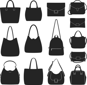 Black handbags various styles Vector