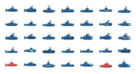Submarine Icons Collection: Naval Vessels and Underwater Craft Set © Heri_s99