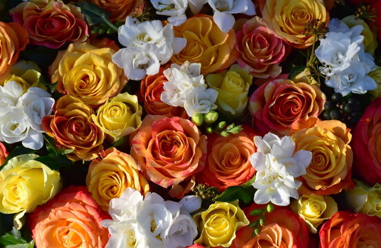 Blumenbouquet aus Rosen und Freesien