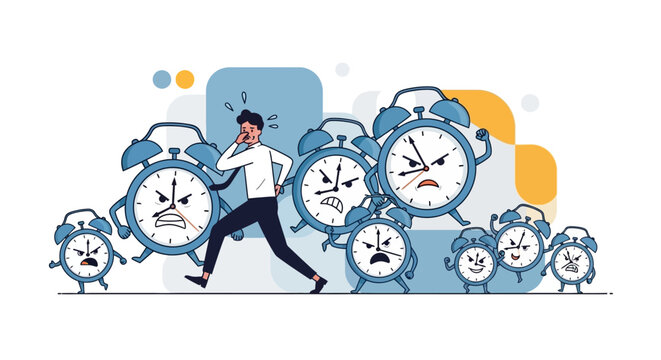 Man Running From Many Alarms.