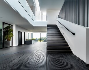Fototapeta premium modern white and black staircase