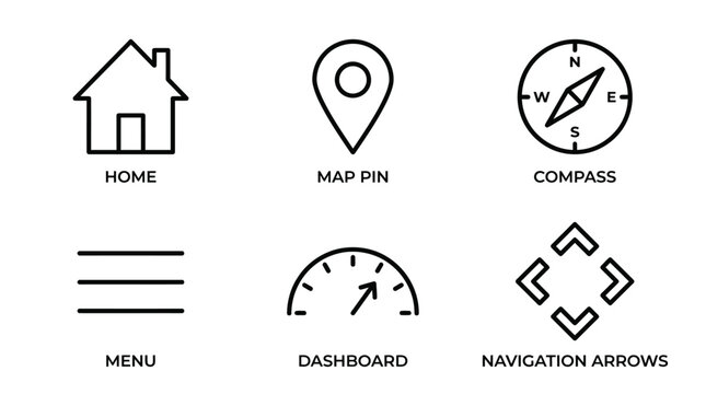 Collection of navigation and user interface icons for websites and apps