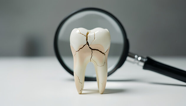 Cracked Tooth &ndash; Dental Damage with Magnifying Glass