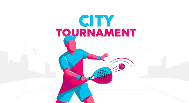 City Tournament: Dynamic illustration of sport, padel match, competition and vector graphics