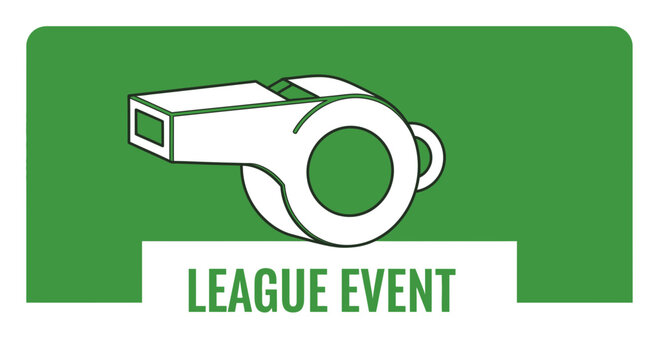 Clean And Minimalist Sports League Icon Design Featuring A Referee Whistle With Text