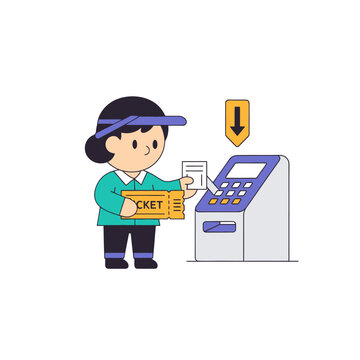 Person using ticket vending machine for travel or event entry