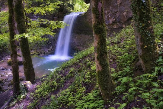 Waterfall in the Aabachtobel, Horgen, Canton Zurich, Switzerland